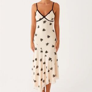 Peppermayo Cream and Black Asymmetrical Dress